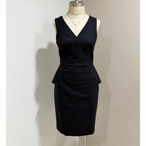 Banana Republic Women's Black Wool Blend Sleeveless Peplum Sheath Dress Size 2